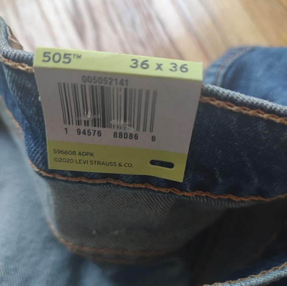 Levi's Levis Flex 505 Straight Leg Cotton Blend Blue Navy Pockets Jeans 36 - Picture 15 of 16